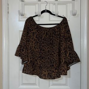 Off-the-shoulder bell sleeve blouse